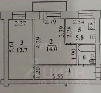 2-к кв. Липецкая область, Липецк ул. И.В. Шкатова, 7 (42.3 м) - Фото 2