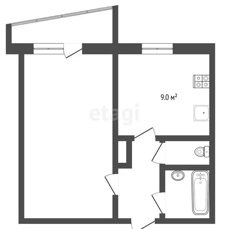 1-комнатная квартира: Тюмень, Широтная улица, 51 (33.6 м) - Фото 1
