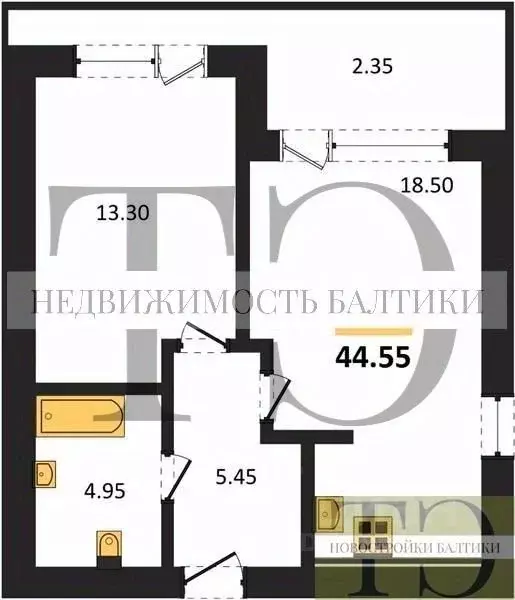 1-к кв. Калининградская область, Янтарный пгт Янтарные Сезоны жилой ... - Фото 1