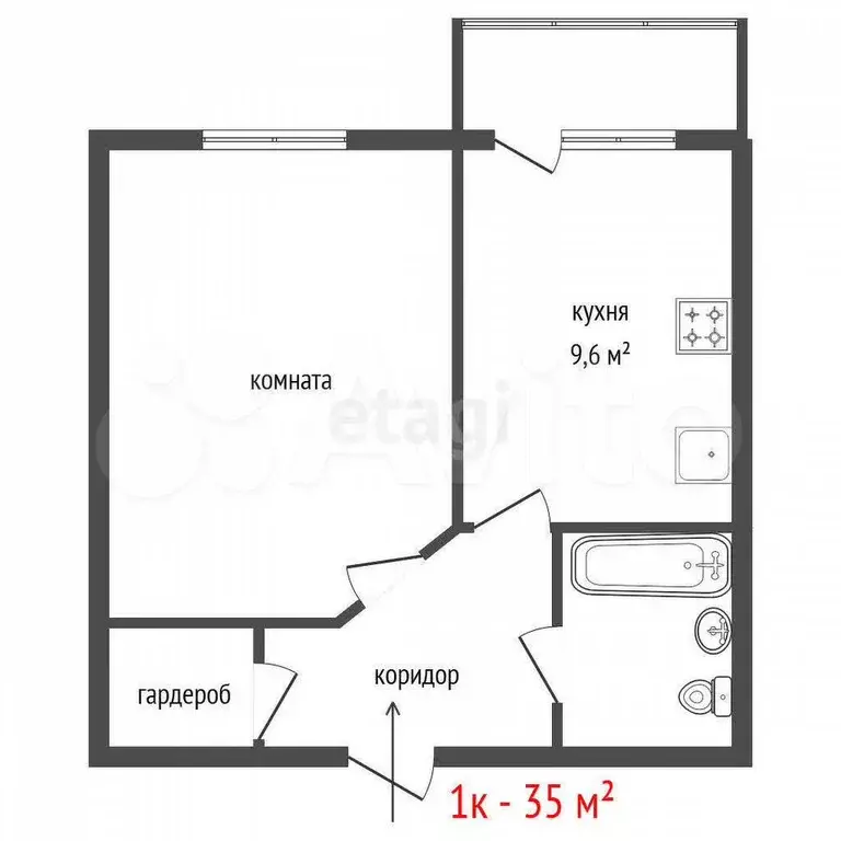 1-к. квартира, 35 м, 9/15 эт. - Фото 1