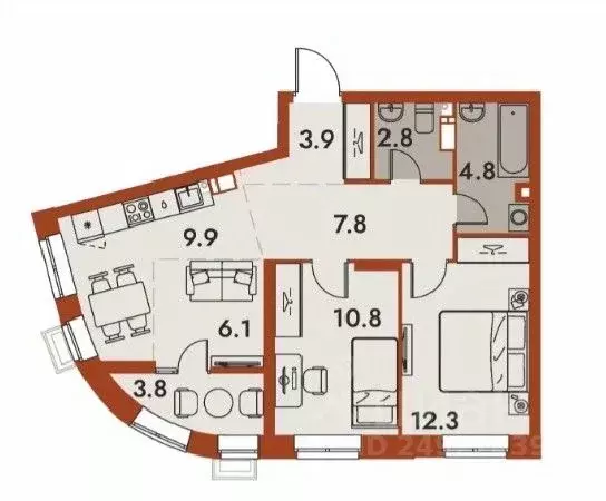 3-к кв. Нижегородская область, Нижний Новгород Ленгородок мкр, Первый ... - Фото 1
