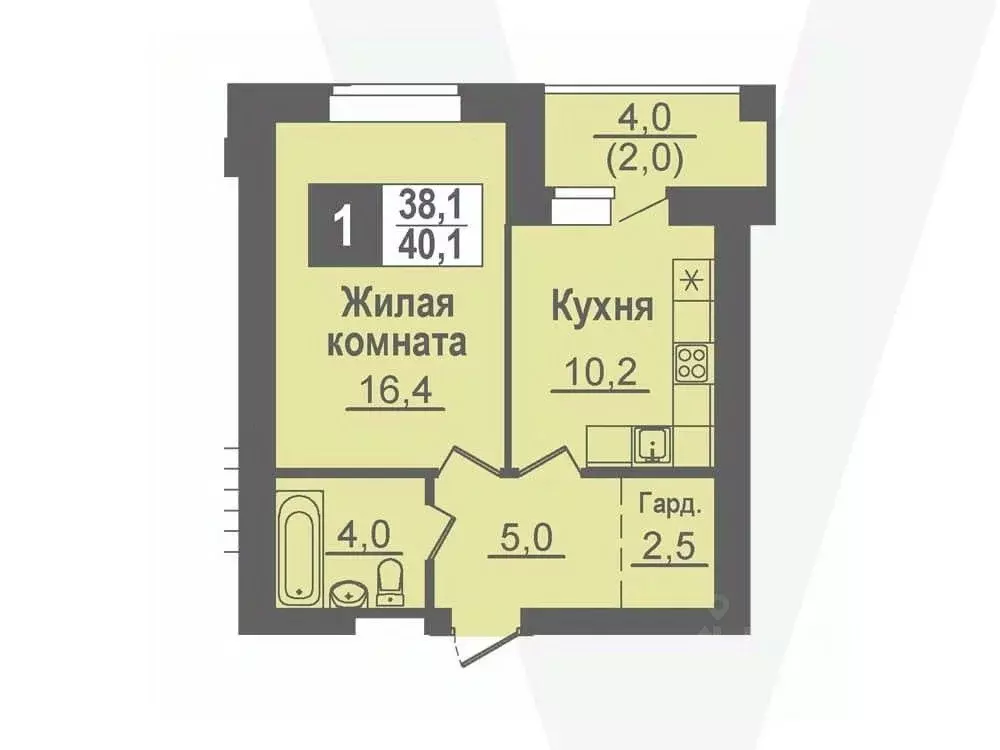 1-к кв. Новосибирская область, Кольцово рп ул. Благовещенская, 2 (40.1 ... - Фото 0