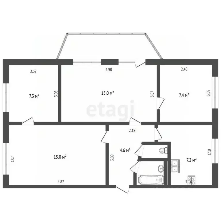 4-к кв. Московская область, Клин ул. Чайковского, 62к3 (59.6 м) - Фото 2