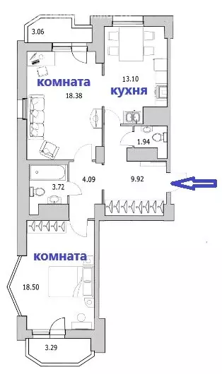 2-комнатная квартира: Санкт-Петербург, улица Кустодиева, 7к1 (77.9 м) - Фото 0