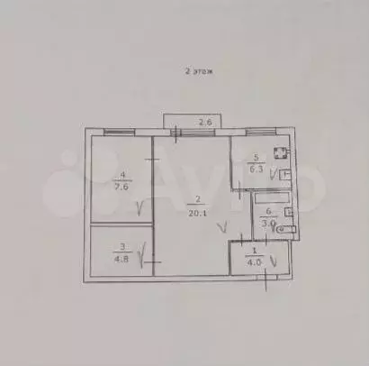 3-к. квартира, 45,8 м, 2/5 эт. - Фото 0