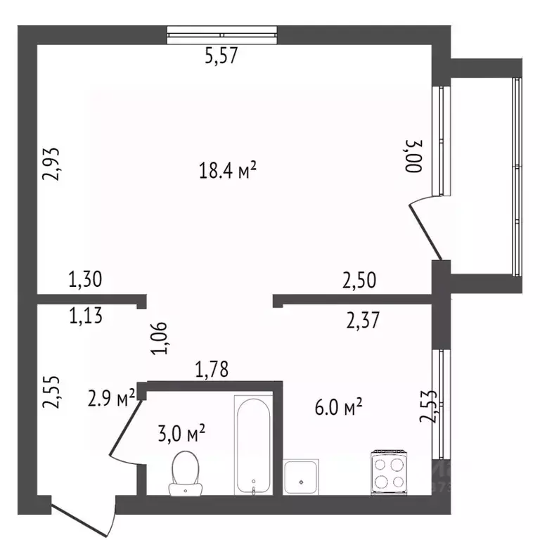 1-к кв. Амурская область, с. Тамбовка ул. Пионерская, 14 (32.4 м) - Фото 1