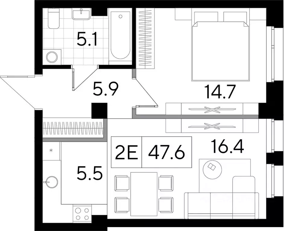 Свободной планировки кв. Пермский край, Пермь Пермская ул., 86 (48.03 ... - Фото 1