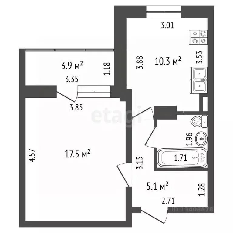1-к кв. Ханты-Мансийский АО, Ханты-Мансийск ул. Строителей, 100 (36.5 ... - Фото 2