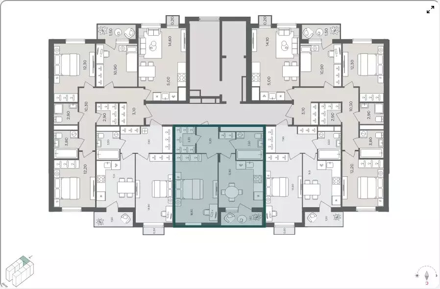 1-комнатная квартира: село Перхушково, микрорайон Равновесие, 5 (44.4 ... - Фото 2