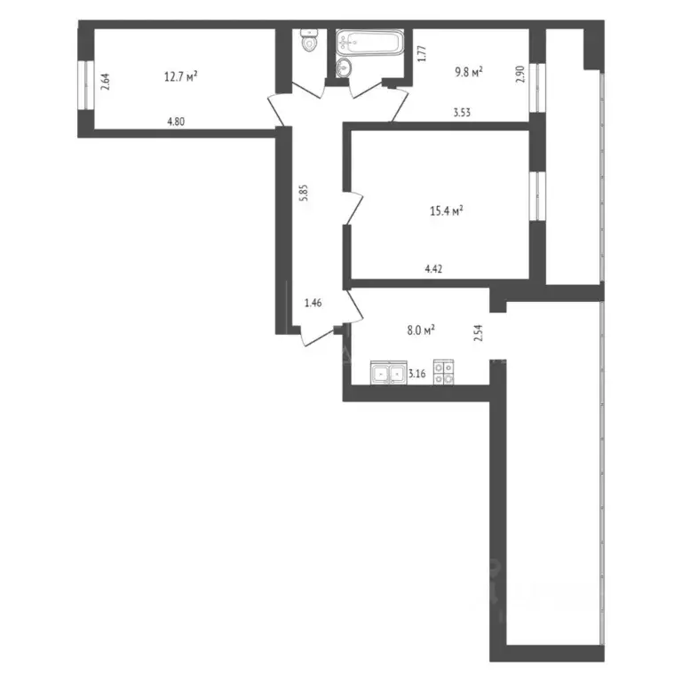 4-к кв. Тюменская область, Тюмень Депутатская ул., 129 (80.0 м) - Фото 1