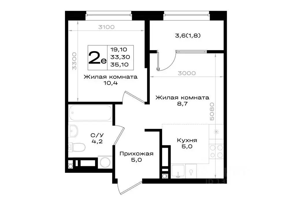 2-к кв. Ростовская область, Аксай 7-я линия (35.1 м) - Фото 1