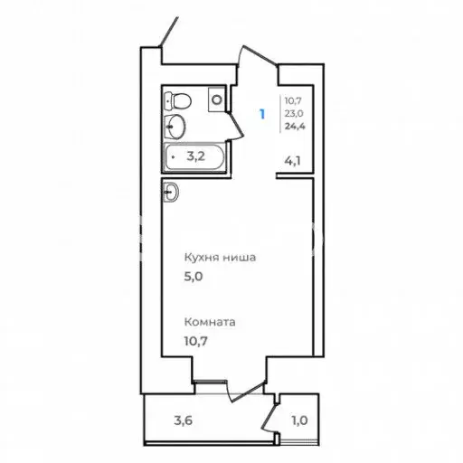 Квартира-студия: Благовещенск, Связной переулок, 4 (24.41 м) - Фото 1
