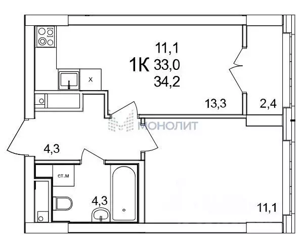 1-к кв. Нижегородская область, Нижний Новгород д. Анкудиновка, ул. ... - Фото 2