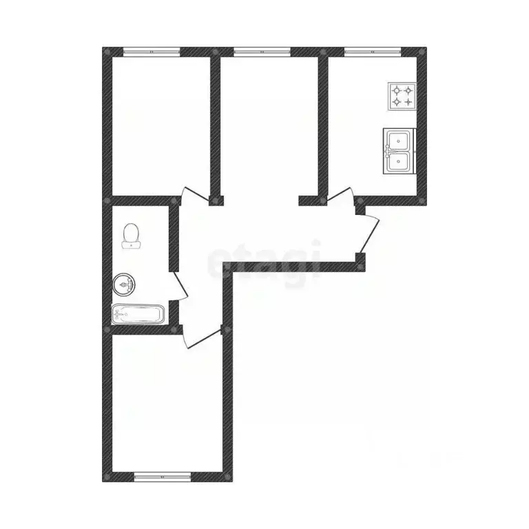 3-к кв. Иркутская область, Иркутск ул. Марата, 34 (68.0 м) - Фото 2