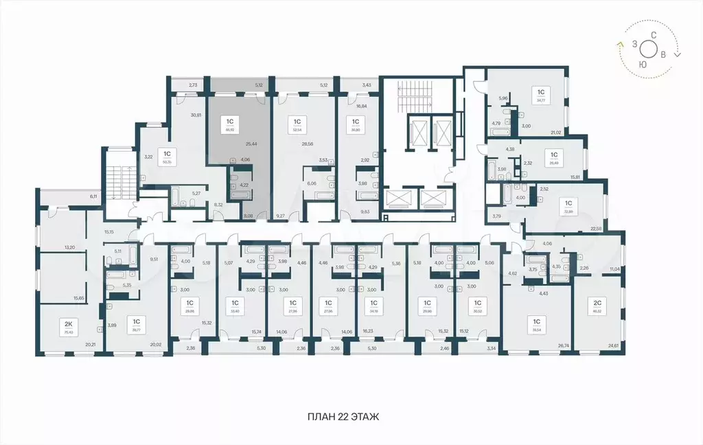 Апартаменты-студия, 46,9 м, 23/25 эт. - Фото 1