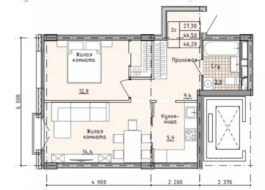 2-к кв. Московская область, Солнечногорск городской округ, Голубое пгт ... - Фото 2