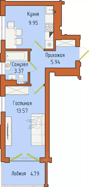 1-к кв. Калининградская область, Светлогорск пос. Отрадное,  (37.62 м) - Фото 0