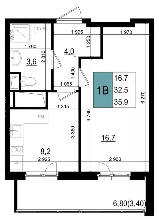 1-комнатная квартира: Одинцово, улица Бзри, к23 (35.9 м) - Фото 0