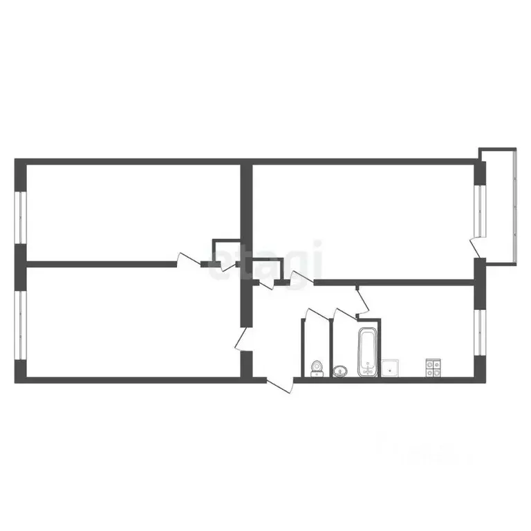 3-к кв. Калужская область, Ермолино Боровский район, ул. ОПХ Ермолино ... - Фото 2