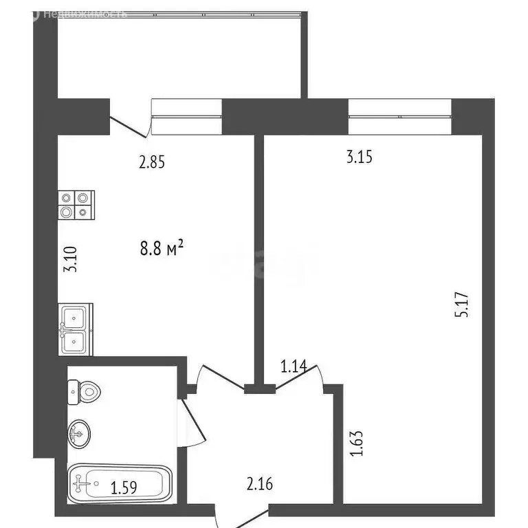 1-комнатная квартира: Вологда, Новгородская улица, 42к1 (31.6 м) - Фото 1
