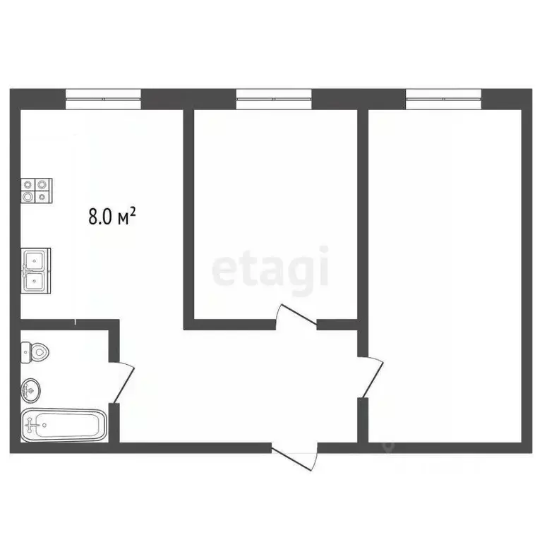 2-к кв. Ставропольский край, Пятигорск ул. 5-й Переулок (55.0 м) - Фото 1