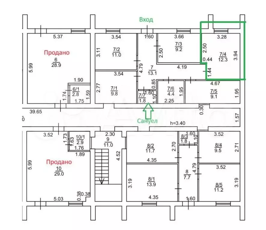 Офис с арендатором 12,3 м2 Доход 7тр Собственник - Фото 0