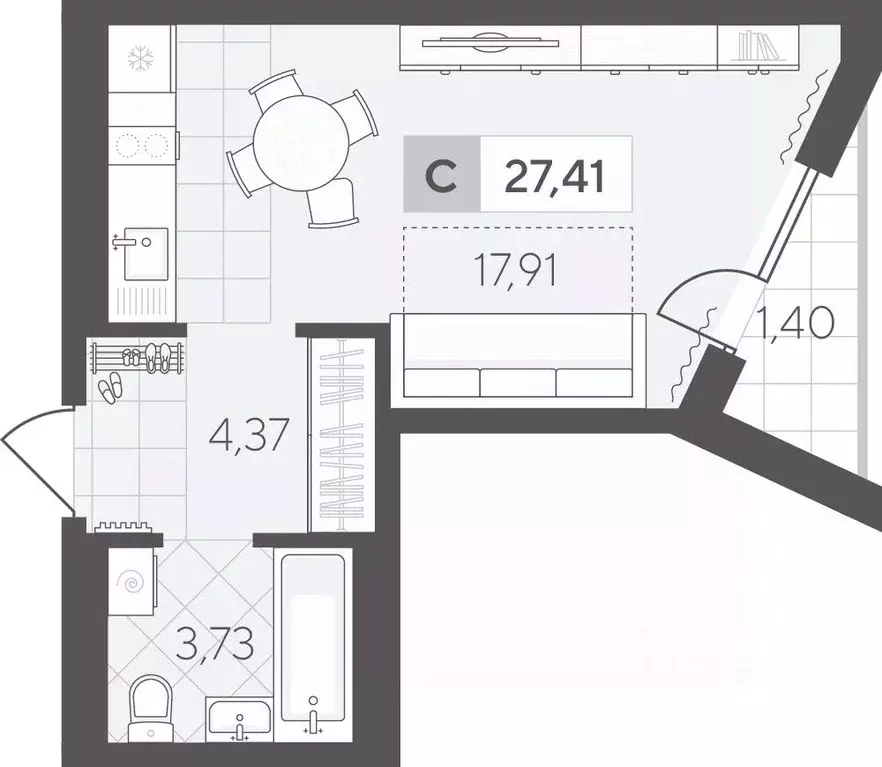 Студия Тюменская область, Тюмень Скандиа.Квартал в Комарово Парк жилой ... - Фото 1