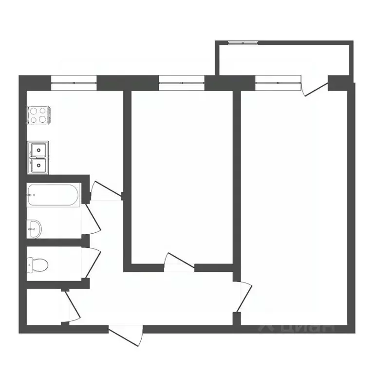 2-к кв. Тюменская область, Тюмень ул. Пермякова, 2а (44.3 м) - Фото 2