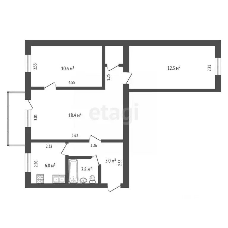 3-к кв. Ростовская область, Таганрог ул. Чехова, 299 (55.6 м) - Фото 1