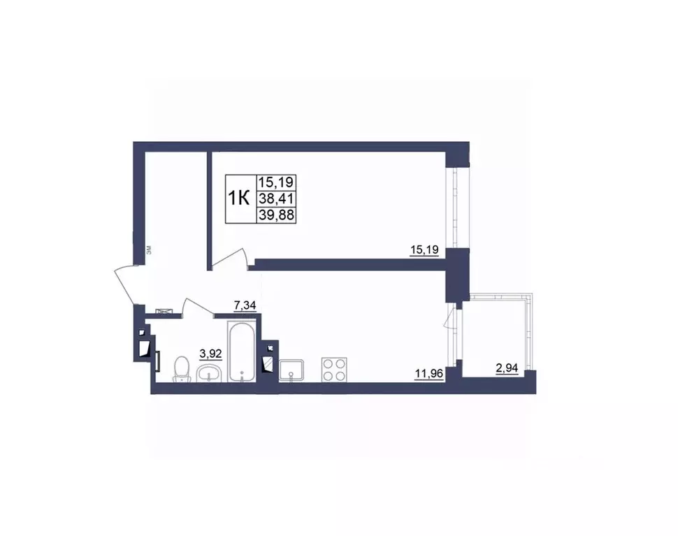 1-к кв. Башкортостан, Уфа Космос жилой комплекс, лит1 (39.75 м) - Фото 1