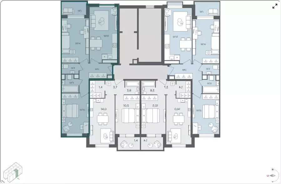 3-комнатная квартира: село Перхушково, микрорайон Равновесие, 9 (63.8 ... - Фото 2