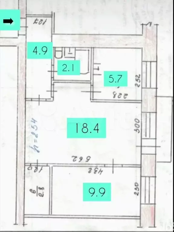 2-к. квартира, 44,8 м, 5/5 эт. - Фото 0