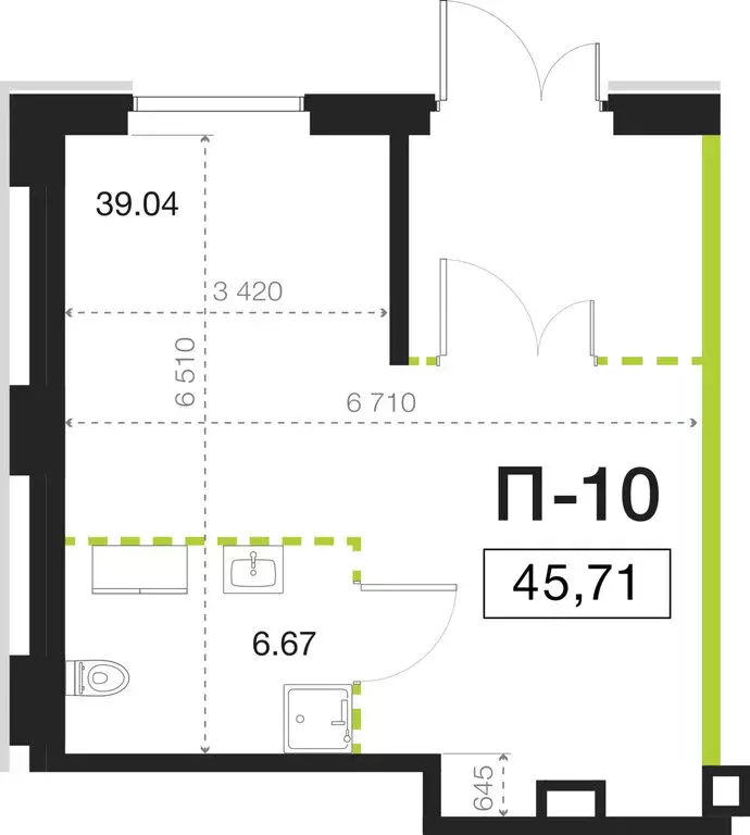 Помещение свободного назначения (45.71 м) - Фото 1