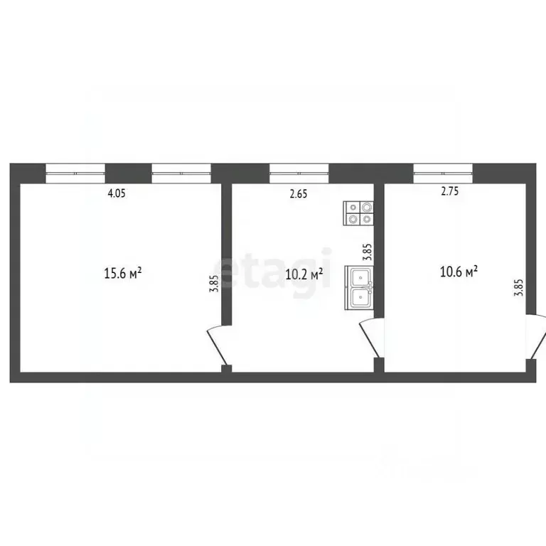 2-к кв. Костромская область, Красное-на-Волге пгт ул. Поршнева, 17 ... - Фото 1