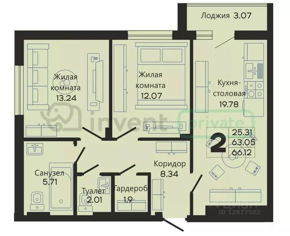 2-к кв. Калининградская область, Калининград Закатная ул., 29к2 (66.1 ... - Фото 1