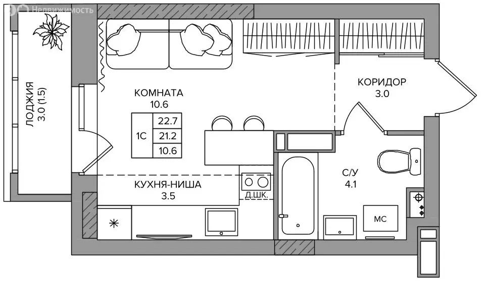 Квартира-студия: деревня Кондратово, Водопроводная улица, 5 (22.7 м) - Фото 0