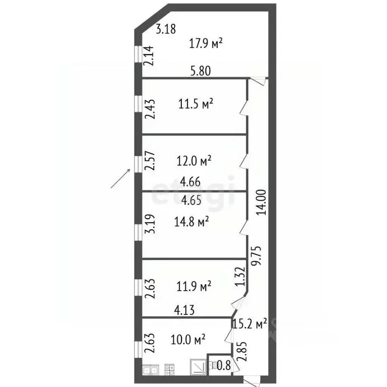 Комната Санкт-Петербург Зверинская ул., 36 (12.0 м) - Фото 2