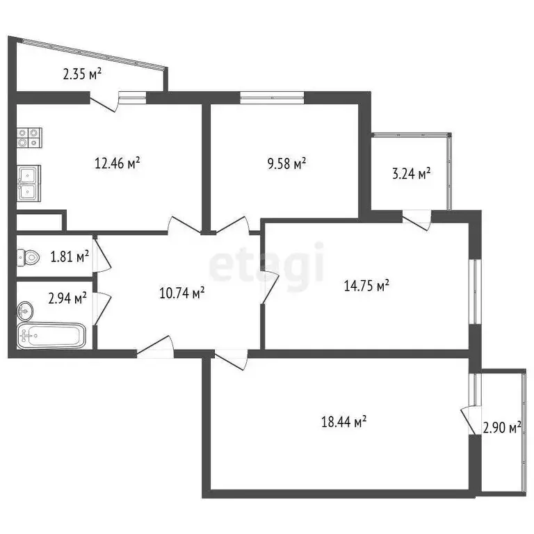 3-комнатная квартира: Янино-2, Рябиновая улица, 30 (70.4 м) - Фото 0