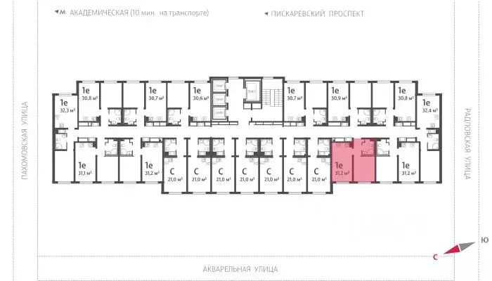 1-к кв. Санкт-Петербург ул. Пахомовская, 12к2 (31.0 м) - Фото 1