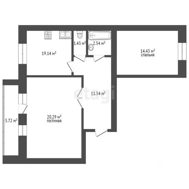 2-к кв. Забайкальский край, Чита Славянская ул., 6А (61.7 м) - Фото 1