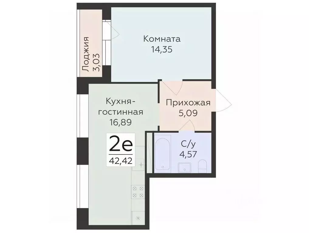 2-к кв. Воронежская область, Воронеж ул. Матросова (42.42 м) - Фото 0