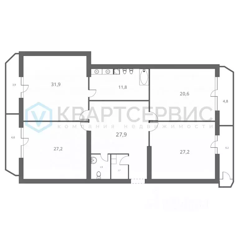 3-к кв. Омская область, Омск ул. Красный Путь, 34 (145.2 м) - Фото 2
