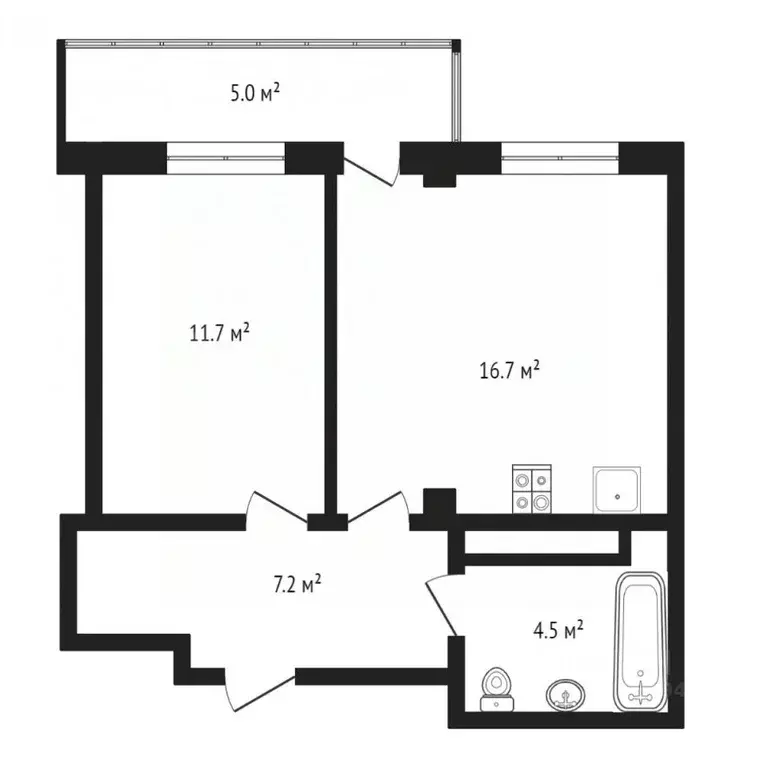 1-к кв. Тюменская область, Тюмень ул. Константина Посьета, 10 (38.0 м) - Фото 1