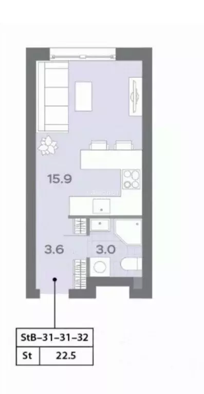 Студия Москва Ильменский проезд, 4к1 (22.4 м) - Фото 2