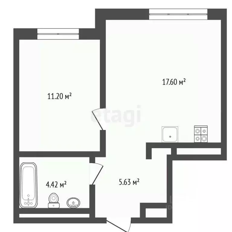 1-к кв. Тюменская область, Тюмень ул. Андрея Кореневского, 7 (38.8 м) - Фото 2