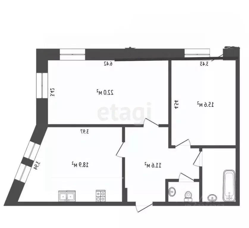 2-к кв. Татарстан, Набережные Челны бул. Имени Хусаина Ямашева, 18 ... - Фото 2