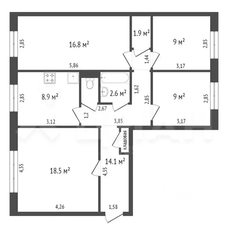 4-к кв. Красноярский край, Красноярск Краснодарская ул., 1 (85.0 м) - Фото 1