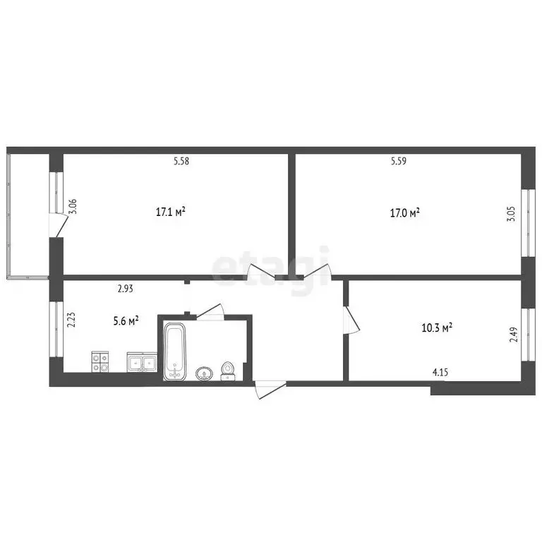 3-комнатная квартира: Челябинск, Комсомольский проспект, 42 (60.4 м) - Фото 1