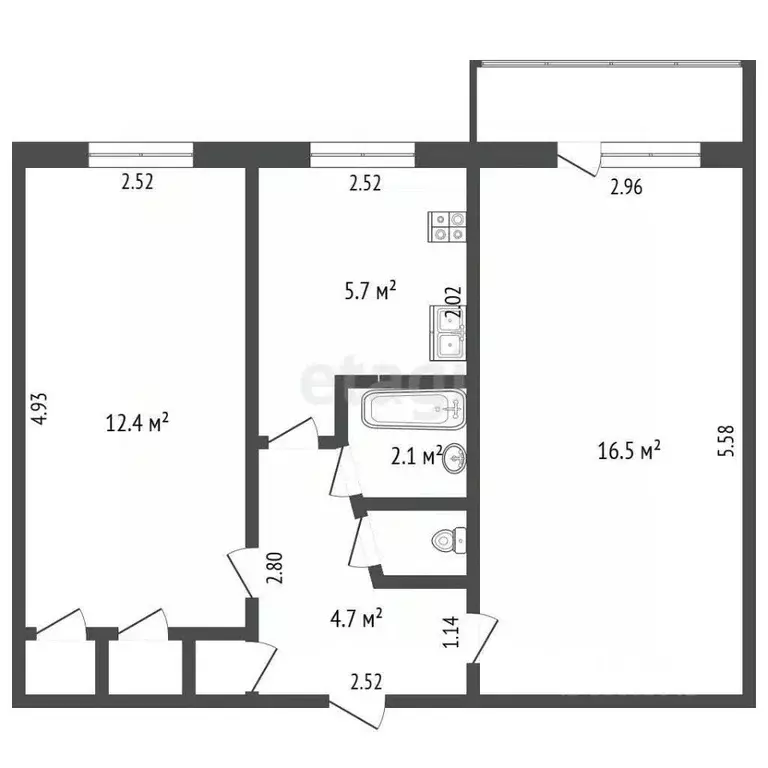2-к кв. Забайкальский край, Чита ул. Анохина, 72 (43.7 м) - Фото 1
