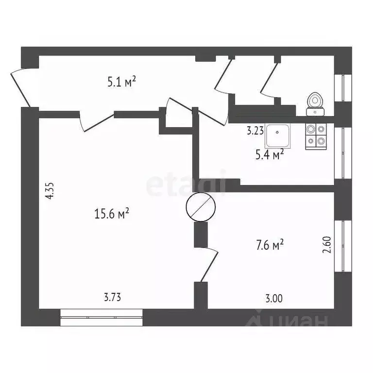 2-к кв. Новгородская область, Боровичи Сосновая ул., 3 (36.0 м) - Фото 1